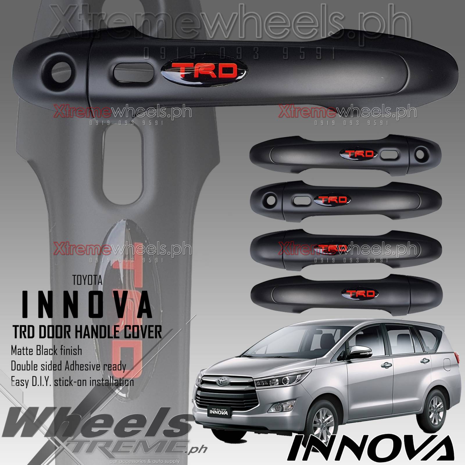 Toyota Innova 2016 2023 Trd Matte Black Door Handle cover with Sensor