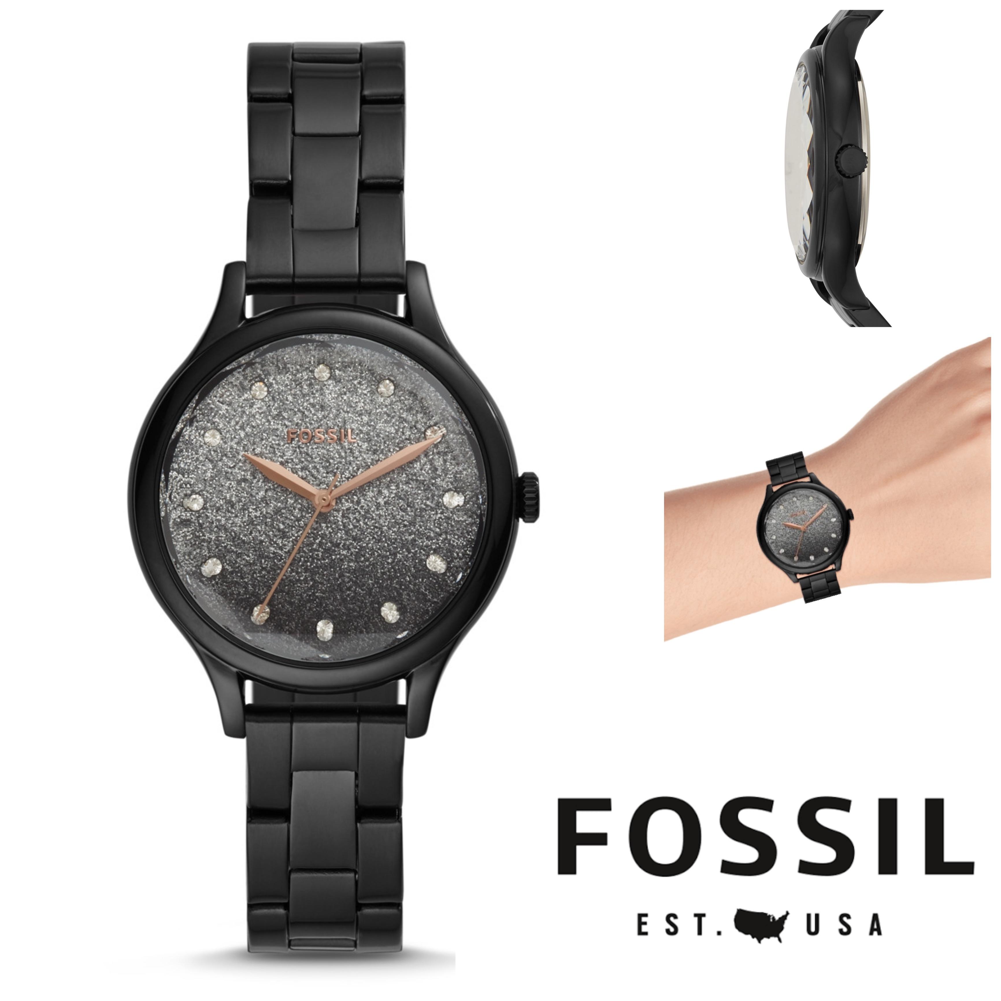 FOSSIL Laney Three-Hand Black Stainless 