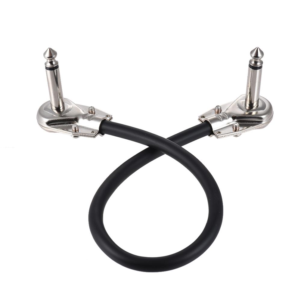 [ammoon]quà bí mật Cáp Vá Dụng Cụ Bàn Đạp Hiệu Ứng Guitar 30Cm/12in 1/4 Bạc Phích Cắm Góc Phải Áo Khoác PVC Màu Đen, 6 Gói