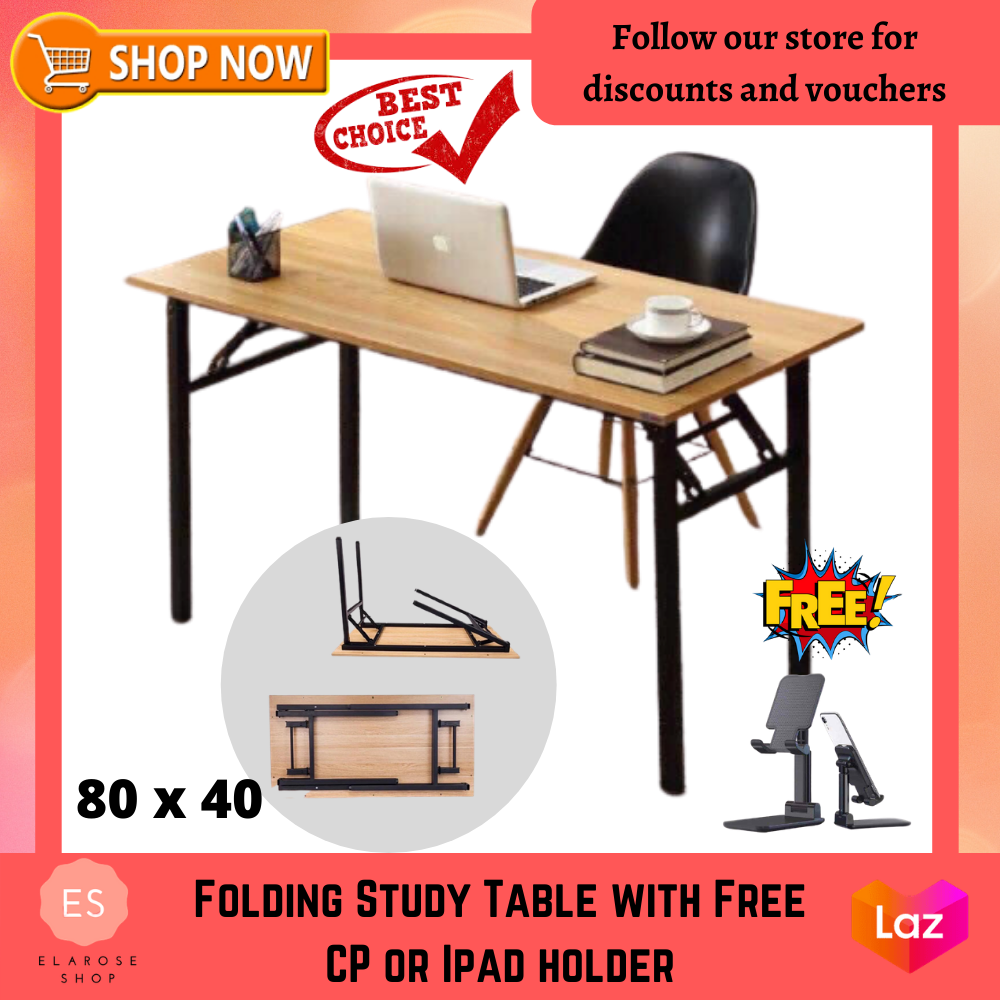 Elarose. Heavy Duty Wooden Folding Table 80x40 Wooden Study Table