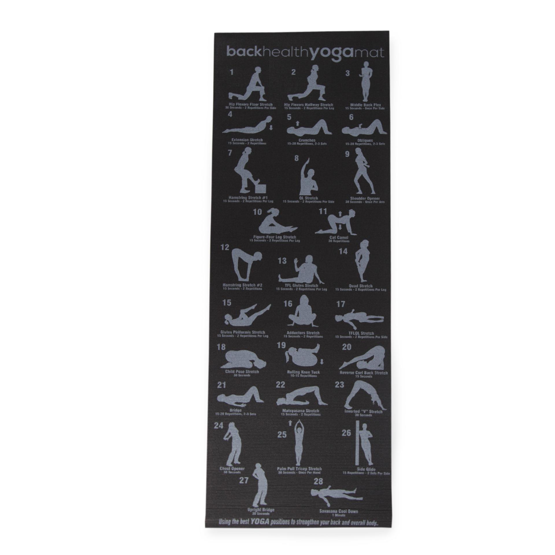 yoga mat with poses printed on it