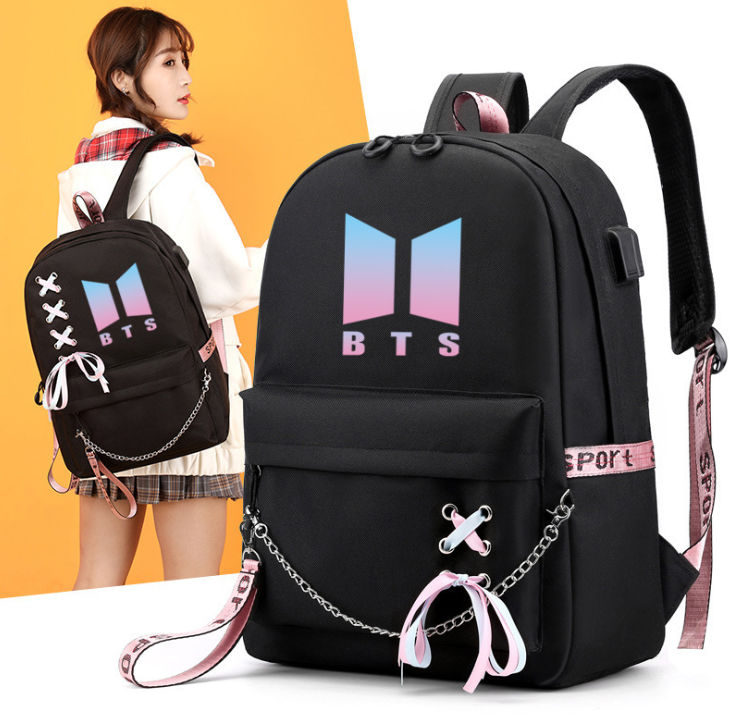 Chain Backpack Youth League BTS Same Style Backpack Cute USB Charging  Peripheral School Bag | Lazada PH