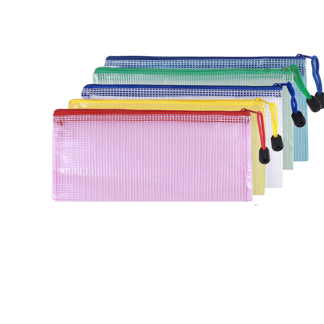5PCS Stationery Storage Folder File Mesh Zipper Pouch A4 A5 A6 B4 B5 A3 B4 Document Bag Zip File Folders School Office Supplies