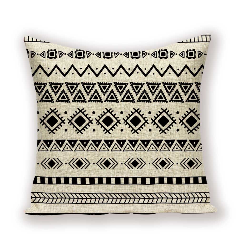 Bohemian Mandala Decorative Pillows Cases Black and White Stripe