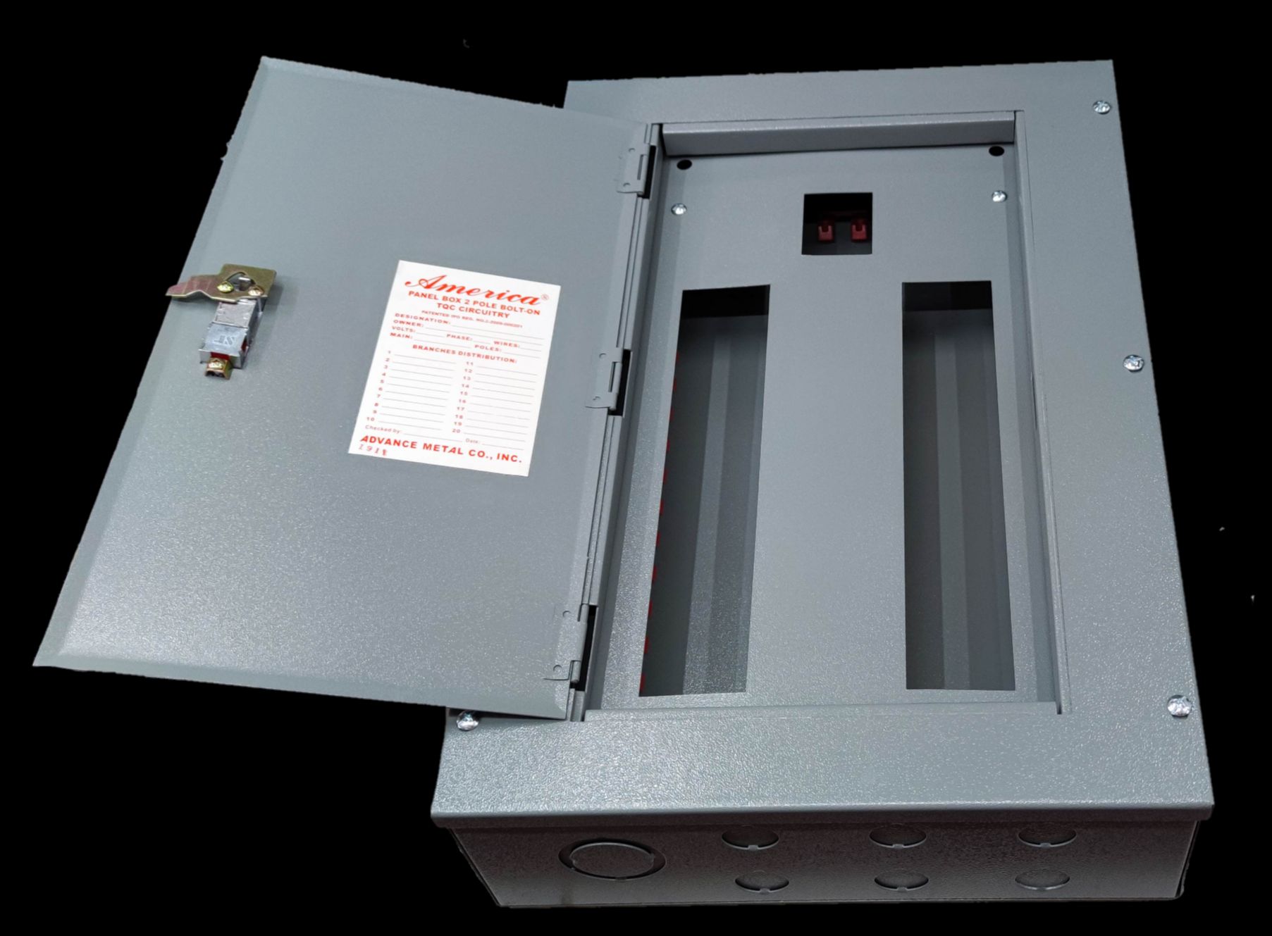 Panel Board 2 Pole Bolt on TQC Center Main 12 Branches 2 Pole Bolt on