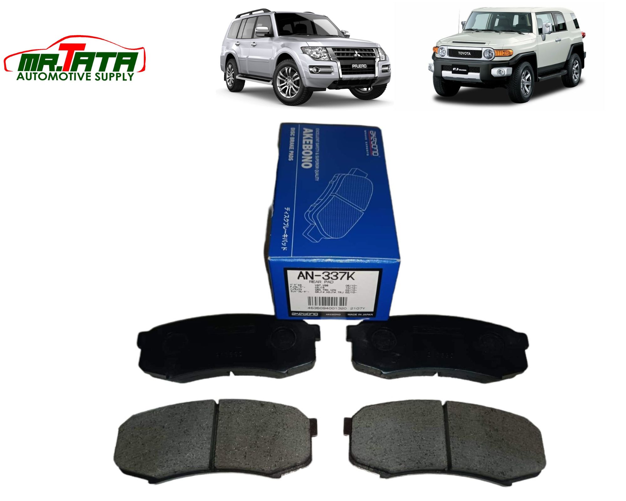 Akebono Brake Pads REAR for Pajero BK 2009 up , FJ Cruiser and Toyota