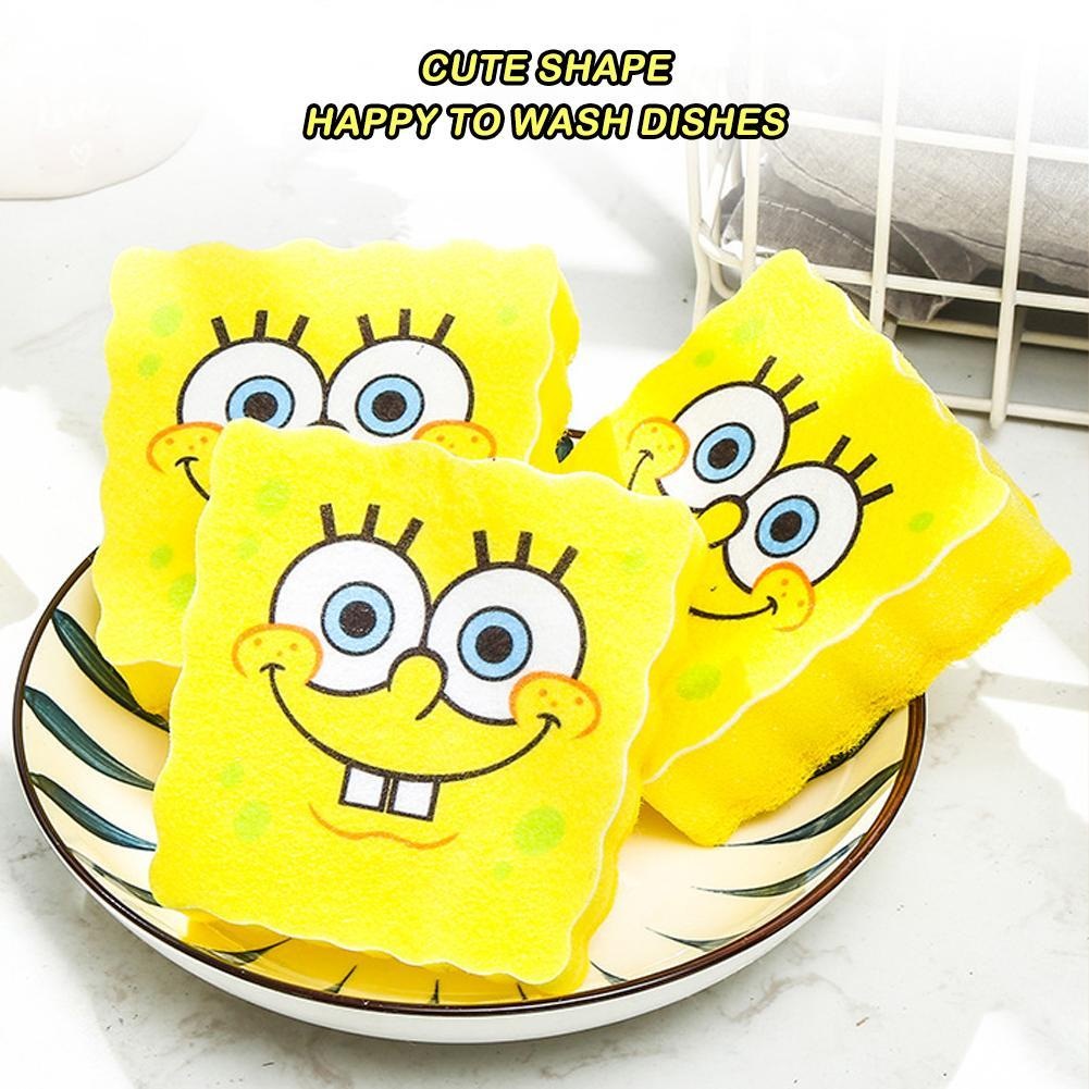 4pcs Cartoon Smiling Face Dishwashing Sponge Wipe Non Scratch Scouring Pads  Cute Kitchen Sponges And Scrubbers - Home & Kitchen - Temu