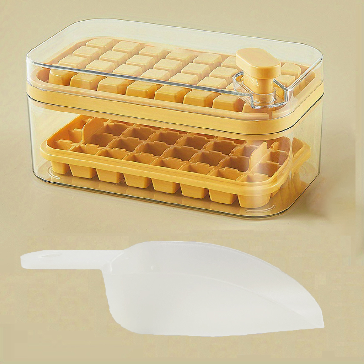 Homeace Ice Cube Trays Set Press Ice Grid 64 Pcs Ice Cube Tray With Lid And Bin Easy Release