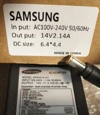 ♥ SAMSUNG 14V 2.14A 6.4*4.4 MM Adapter For Samsung SyncMaster And Any Brand LCD/LED Monitor