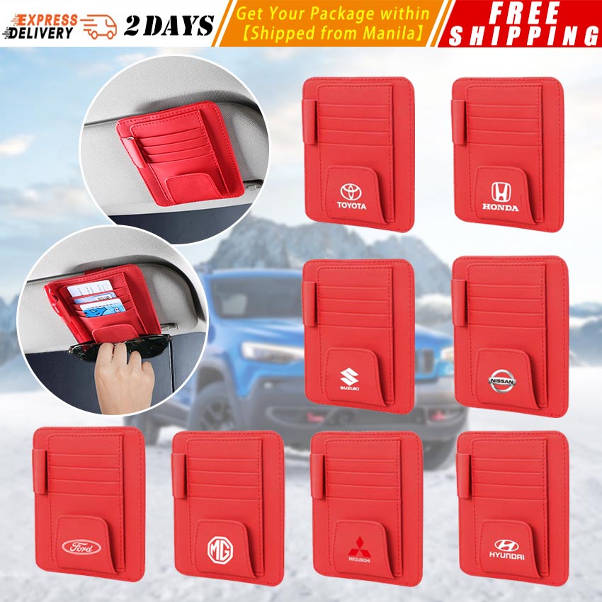 Car Logo Sun Visor Card Holder For Toyota Honda Suzuki Nissan Ford
