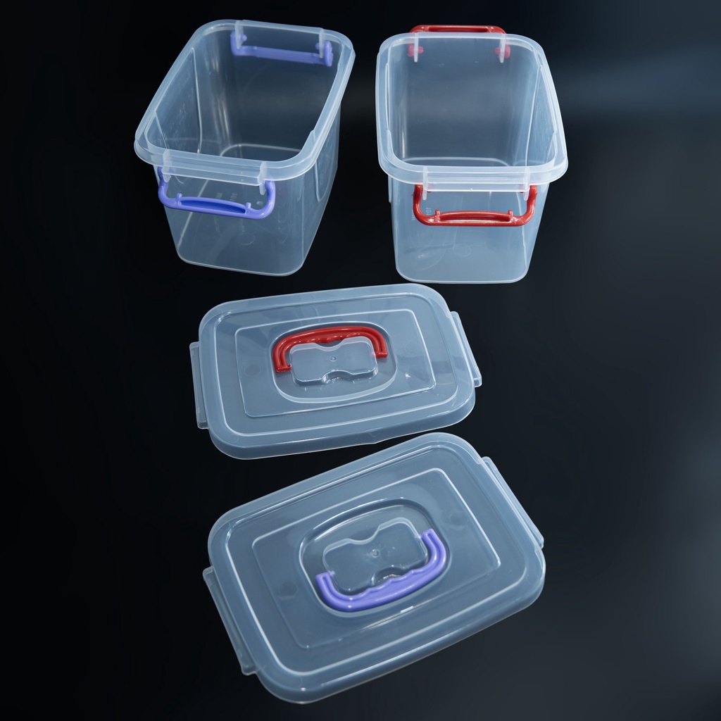 Transparent Blue Plastic Multipurpose Storage Box w/Handle