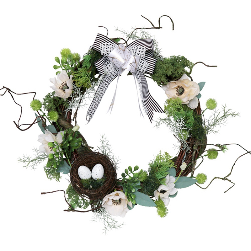 Artificial Mossy Bird's Nest Wreath for Front Door Wall Windows Wedding Party Farmhouse Home Decoration