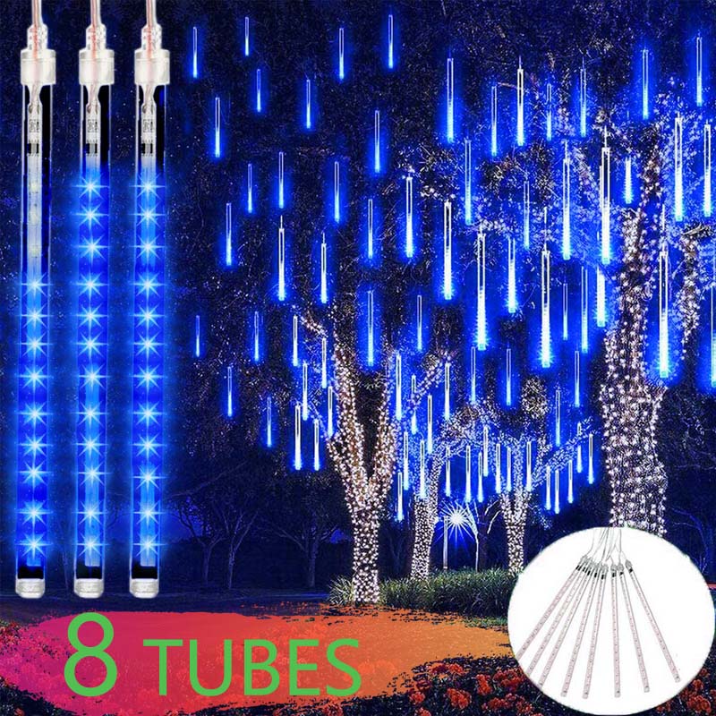 Meteor Shower Rain Lights Outdoor Waterproof 8 Tubes Solar LED Light Connectable Garden Home Party Wedding Christmas Decoration On Sale