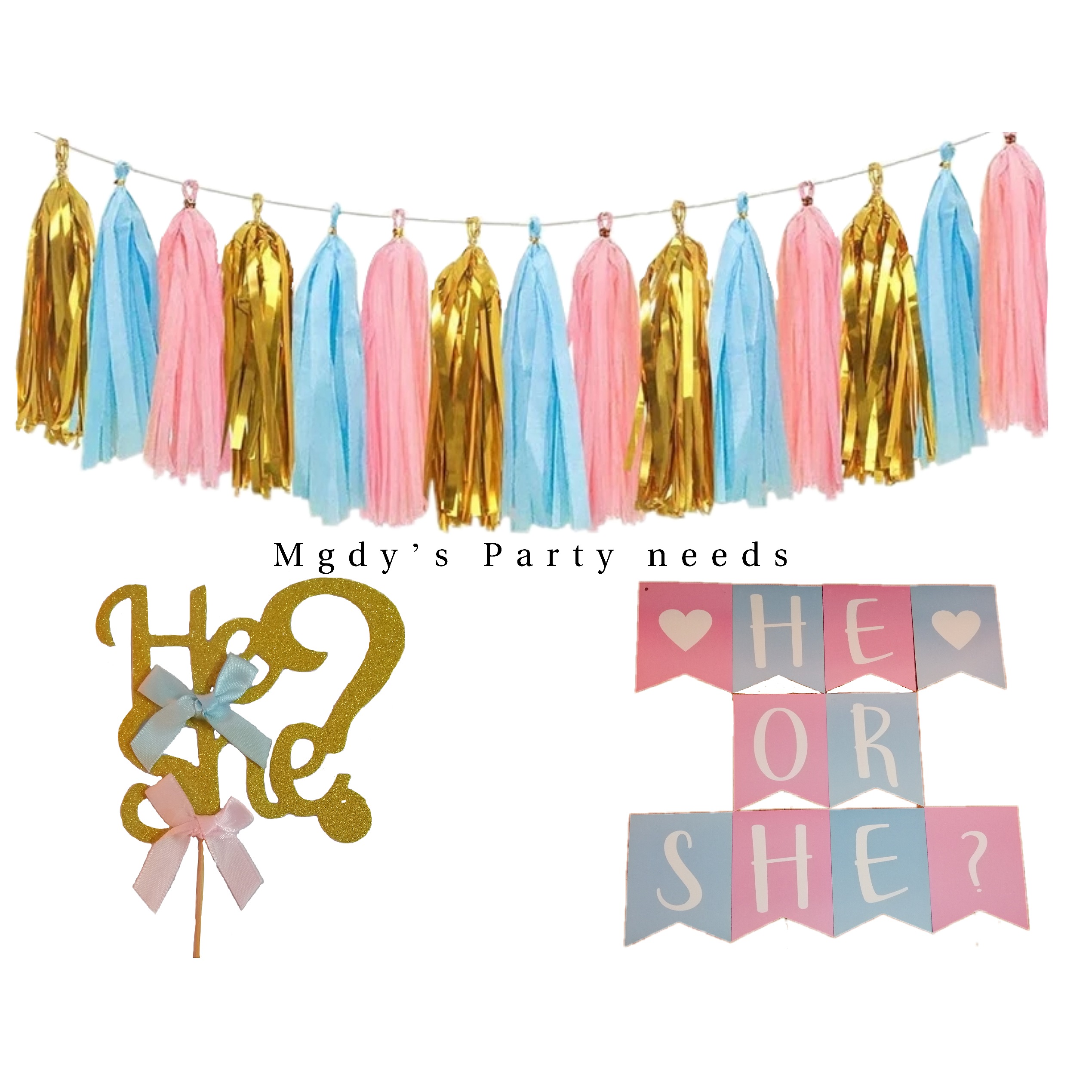 Gender Reveal He Or She Banner Set Party Decorations Set Lazada Ph