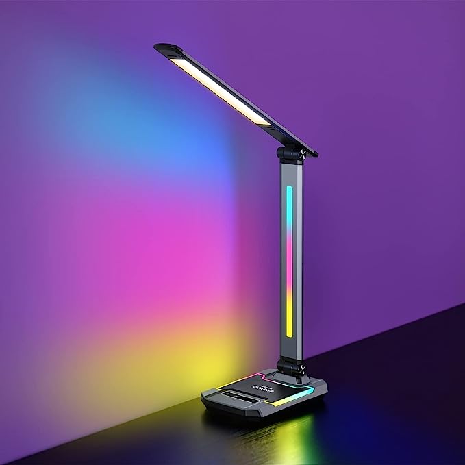 4 LED RGB Lighting Modes Gaming Desk Lamp, Voice Activated Changing