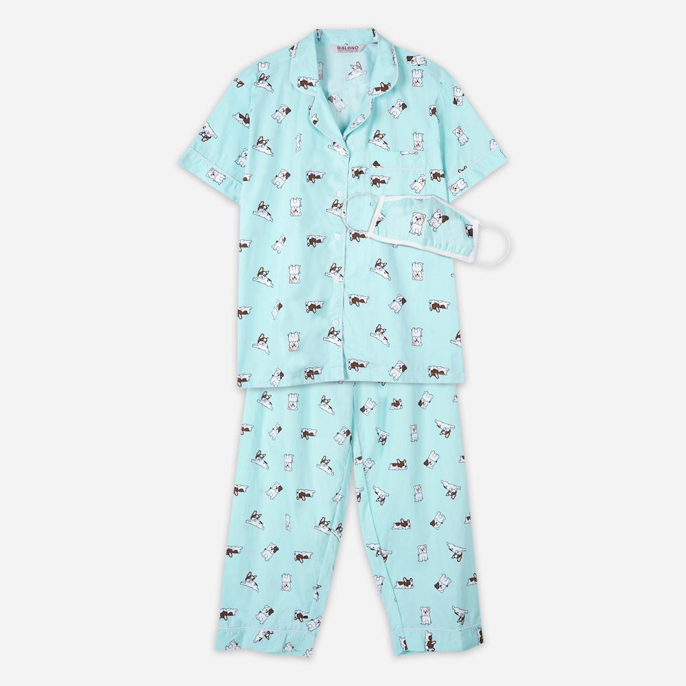 Baleno Pajama Set Pug Print in Light Green Lazada PH
