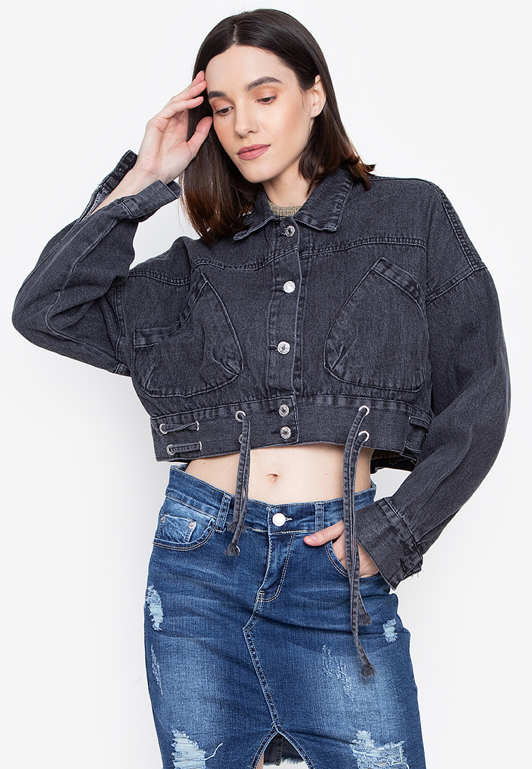 cheap cropped denim jacket