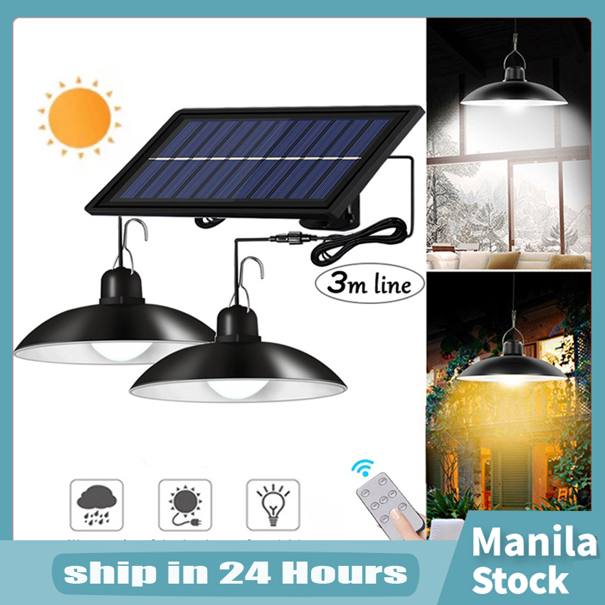 Manila Local Stock】solar light indoor house promo sale Solar Hanging Light LED Solar Pendants Outdoor Indoor Powered Shed Lights Waterproof Emergency Decoration Lamp with Remote Control for Yards Garden Balcony