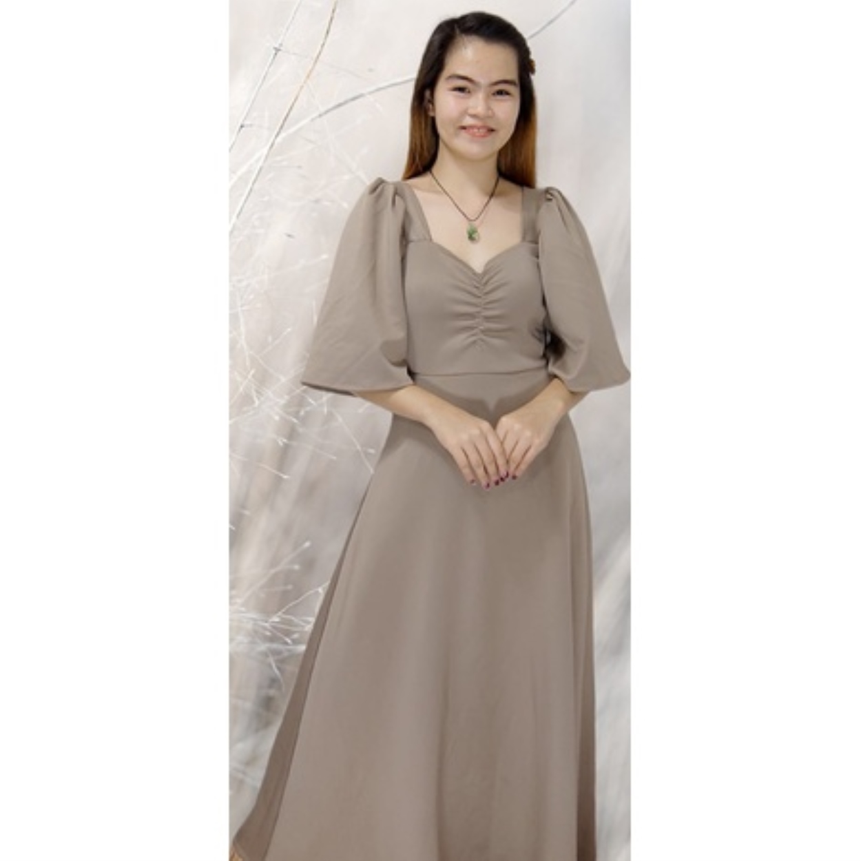 Modern Filipiniana Dress Puff Sleeve Dress Balloon Cut Floorlength Taytay Tiangge Supplier 1388