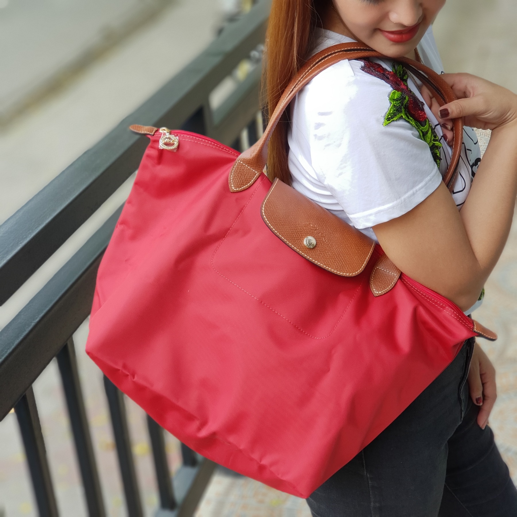 longchamp red handbag