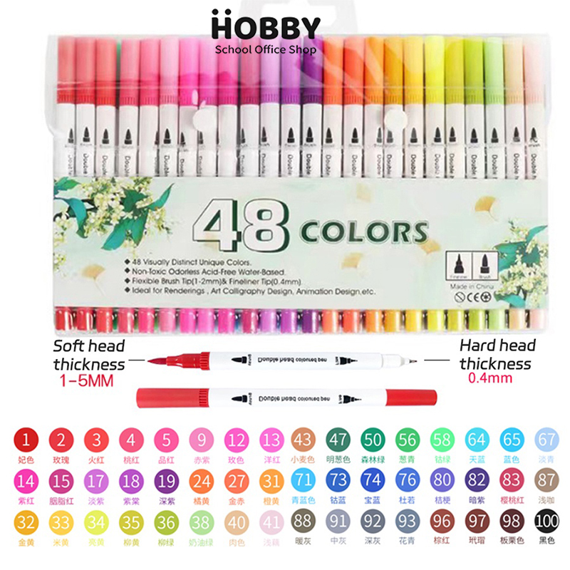 Cheap 12-100 Water Color Pens Set Markers Double Head Brush Drawing  Aesthetic Professional Manga Kids School Art Supplies