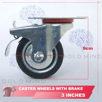 Caster Wheel 3 Inches 1pc Black (Swivel) (HI)