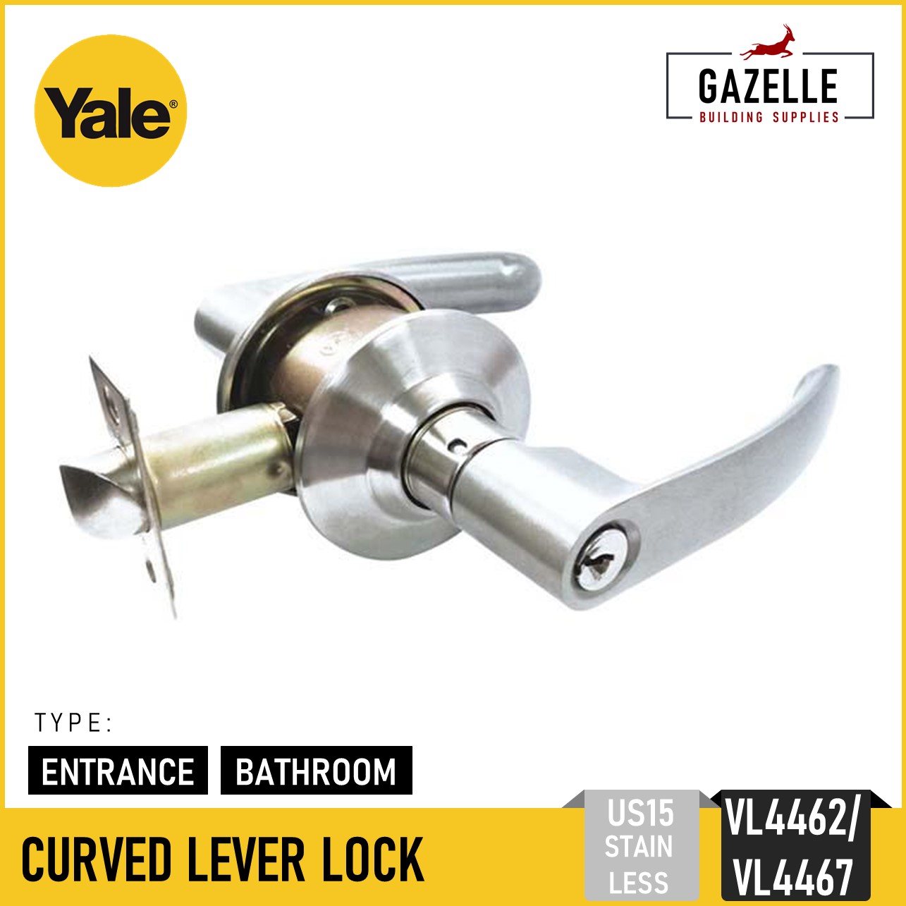 Yale Essential Door Lever Lock Sets Door Lockset Leverset Reversible Left Right Bathroom Privacy