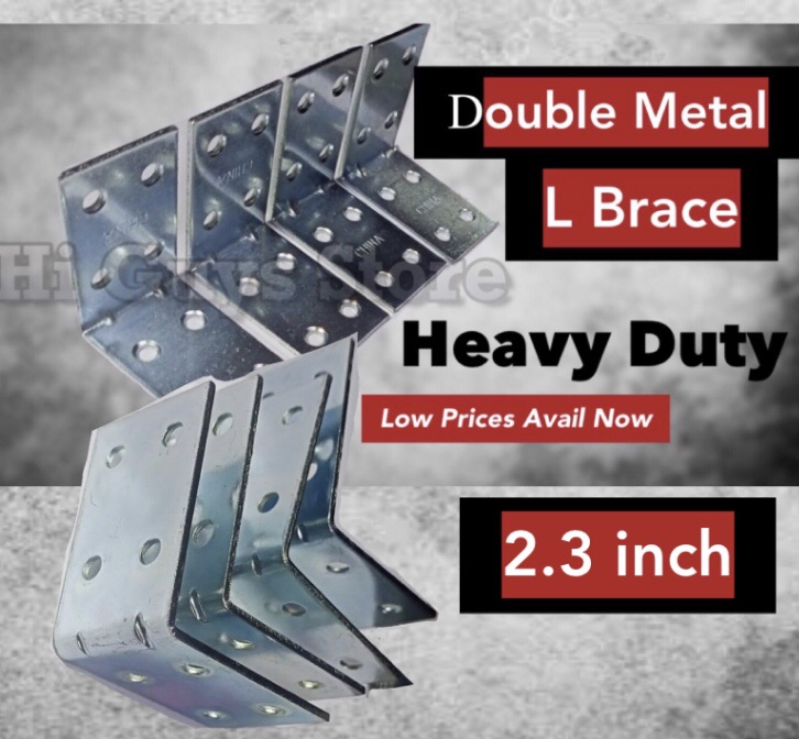4 pcs (2.3 inch) Double size Metal Heavy Duty L Shape Steel Bracket ...