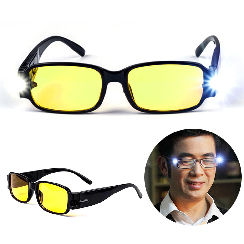 ขาสปริงClearสีเหลืองAnti Eyestrainดูแลดวงตาแว่นตาอ่านหนังสือไฟLED UV Protection Nightแว่นตาผู้สูงอายุ