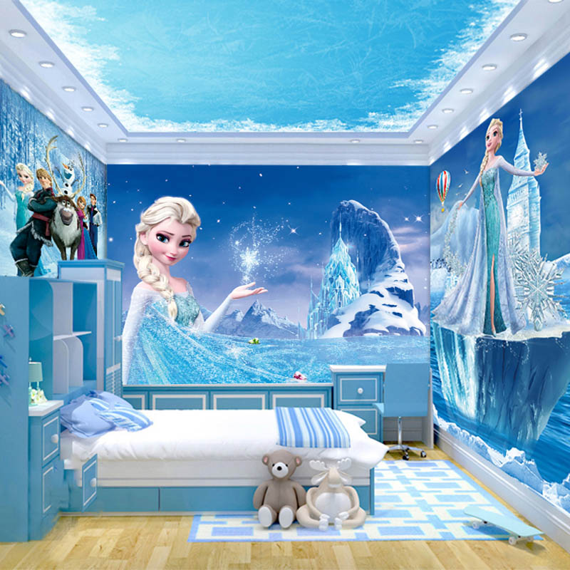 Children's Room Girl Bedroom Mural Cartoon Frozen Wallpaper Princess  Elsa Room Decoration3dBackground Wallpaper | Lazada PH