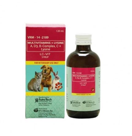 LC-Vit Syrup (Multivitamins + Lysine) 120 ml for dogs puppies cat ...