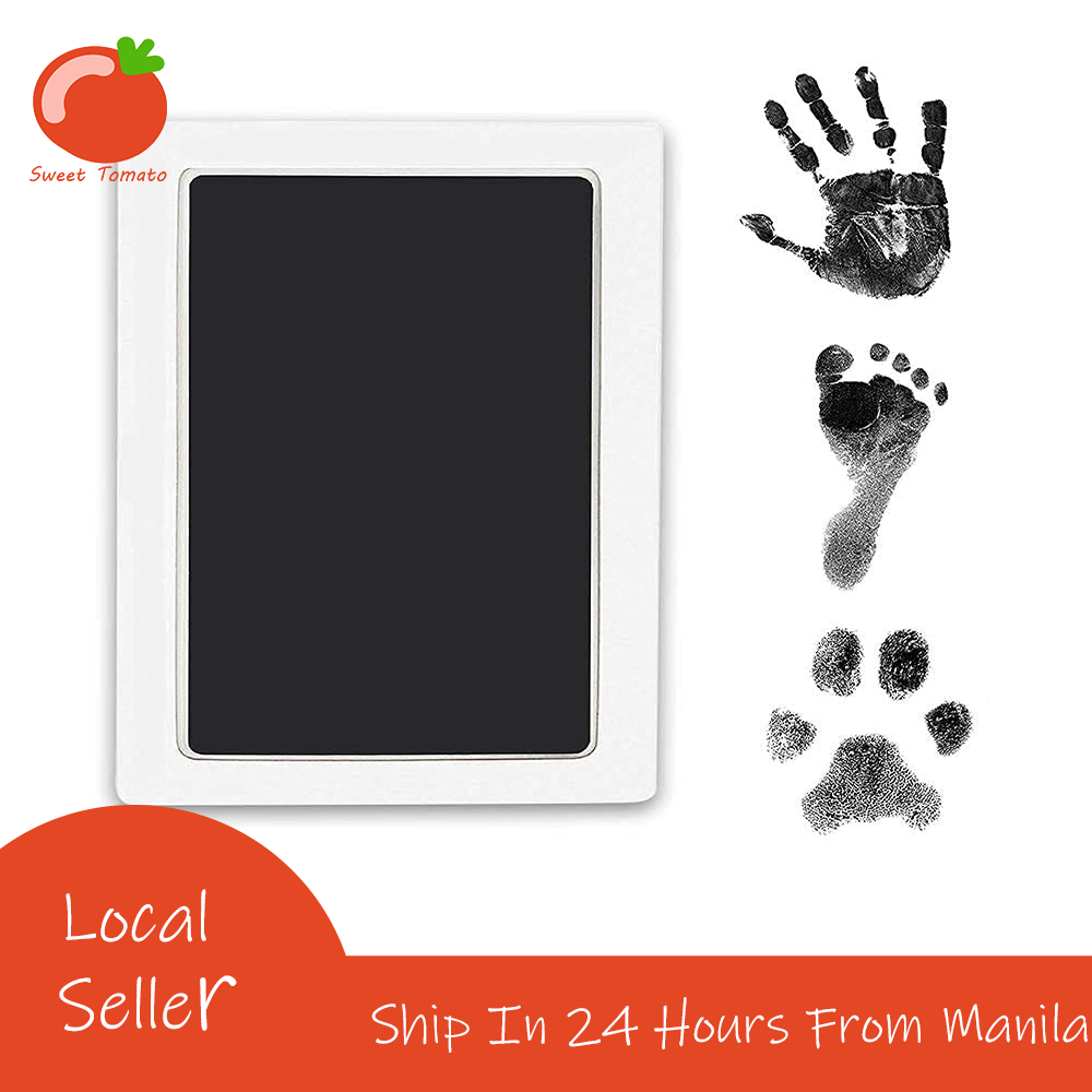 Newborn Baby Handprint or Footprint Clean-Touch Ink Pad, 2 White Cards ,  100% Non-Toxic & Mess Free,6 Colors