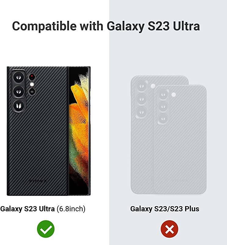 PITAKA Case for Samsung Galaxy S23 Ultra, 6.8 Inch, Compatible