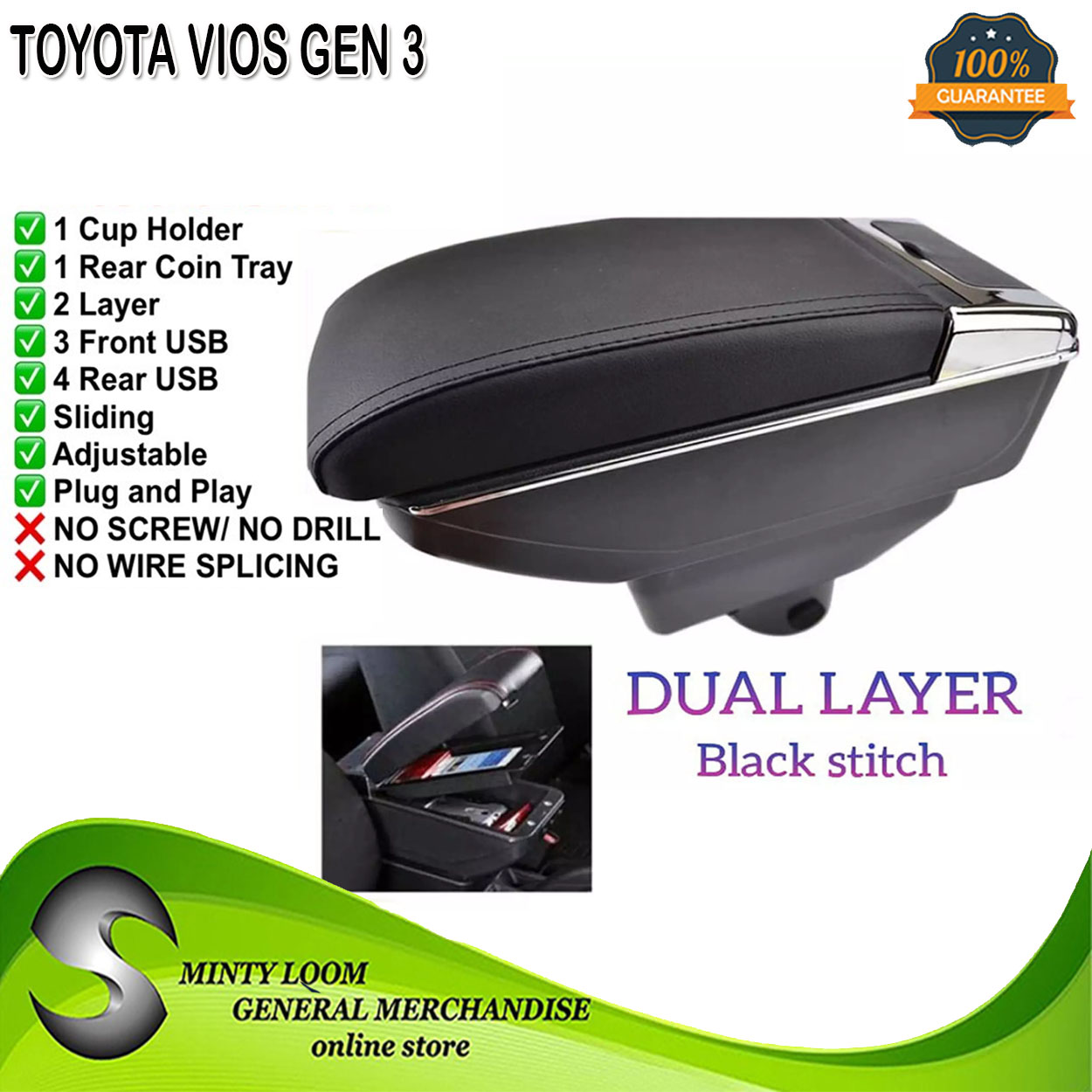 TOYOTA VIOS GEN 3 ARMREST CONSOLE BOX Lazada PH