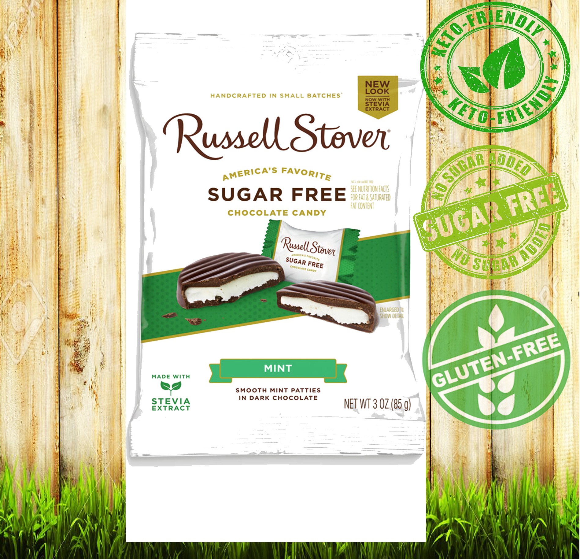 Russell Stover Sugar-Free Mint Patties, 3 Ounce Peg Bag 85GRAMS