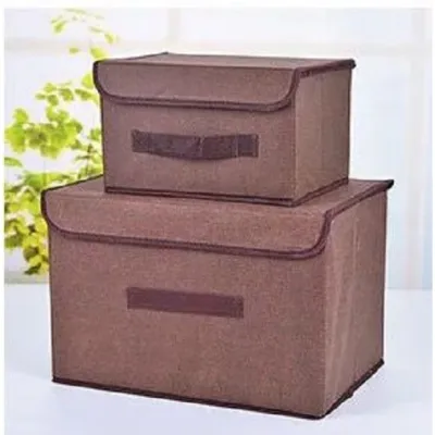 2in1 Plain Color Foldable Storage Box Organizer