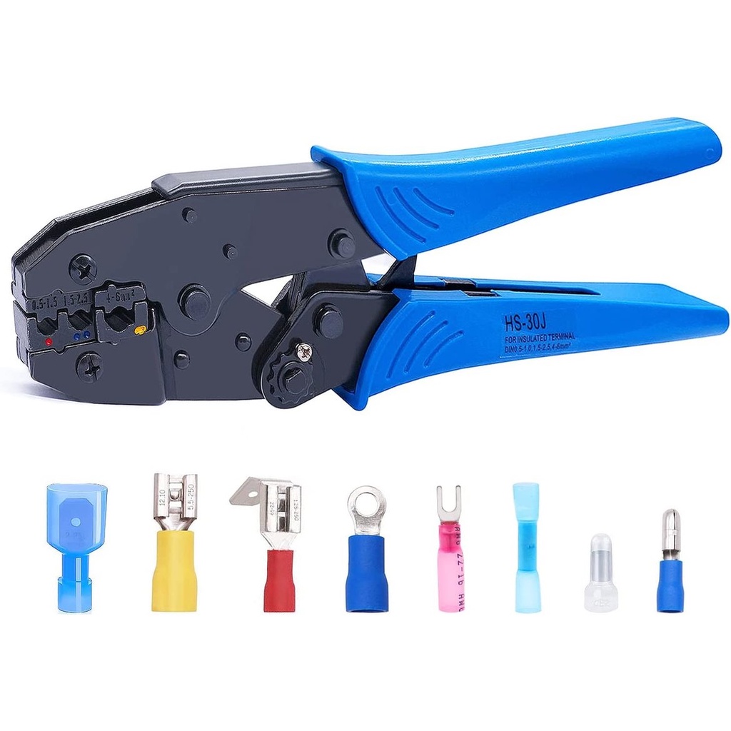 HS-30J Crimp Pliers 0.5~6.0mm² Crimping Tool 22-10AWG Ratchet Terminal ...