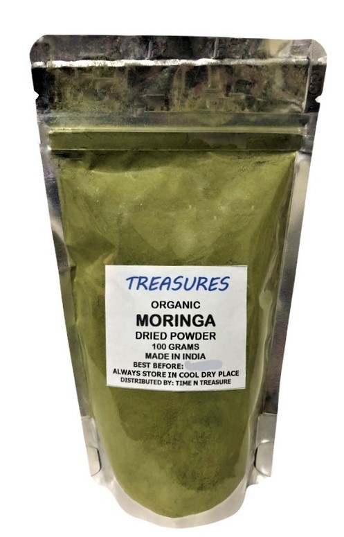 Treasures Organic Moringa Dried Powder - Saijna - Malungay Powder - 100 ...
