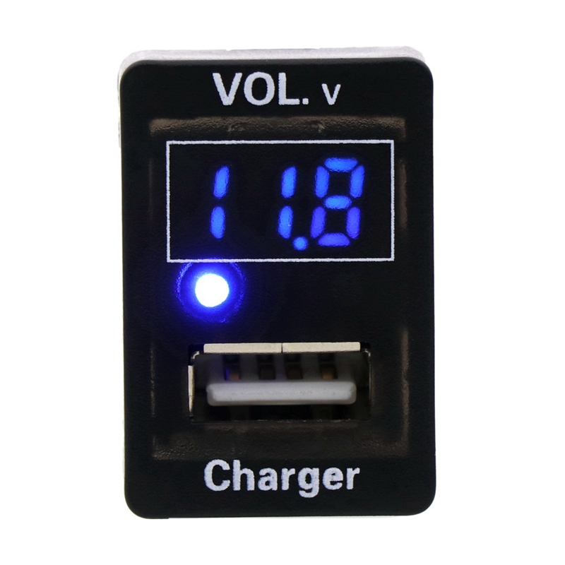 USB Charger DC12V 5V 2.1A Socket Car Led Digital Voltage Display Voltage Meter Battery Monitor for TOYOTA