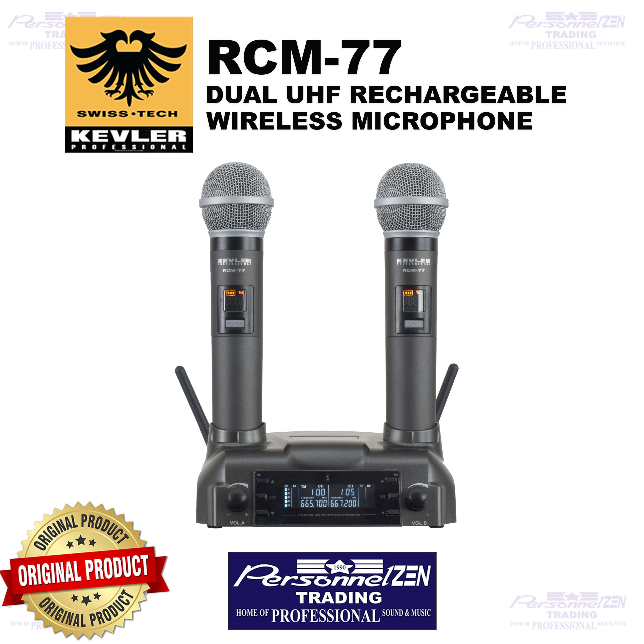 Kevler Professional RCM77 Dual UHF Rechargeable Wireless Microphone RCM ...