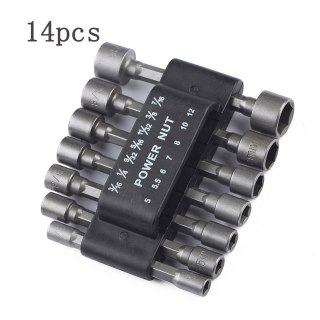 14pcs 5-12mm Imperial Socket Nut Impact Driver Adapter Drill Bits Set 1 4 thumbnail
