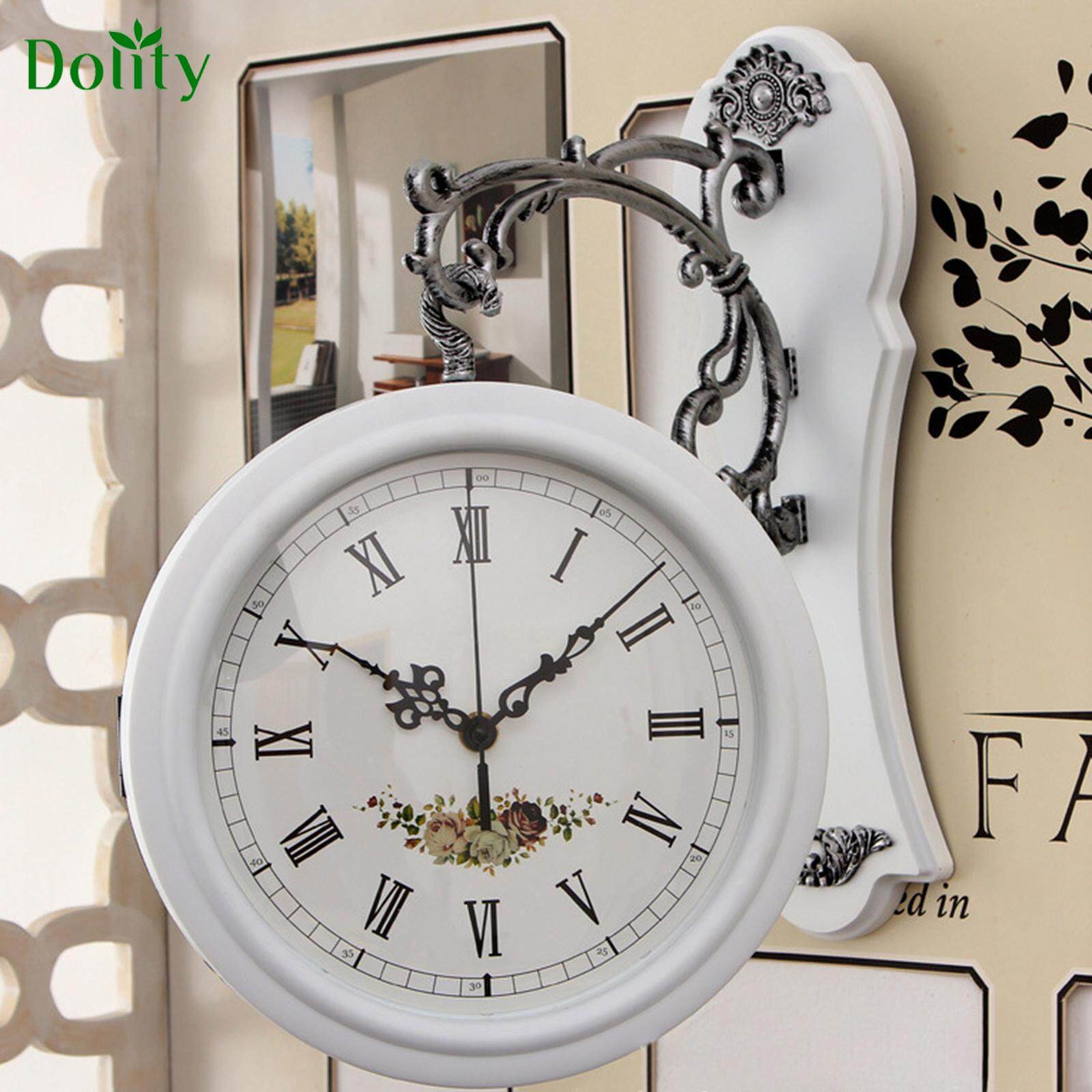Dolity Double Sided Wall Clock Study Indoor Outdoor Train Station Clock
