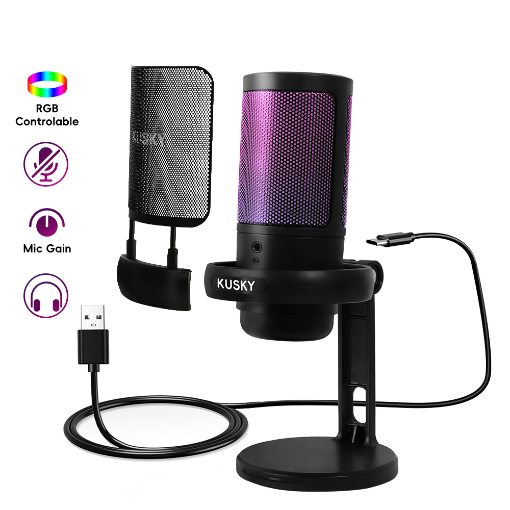 Kusky Me6D RGB USB Mic Condenser Gaming microphone for videoke live