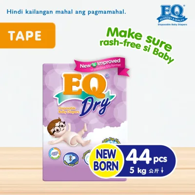 EQ Dry Newborn (0-5 kg) - 44 pcs x 1 pack (44 pcs) - Tape Diapers