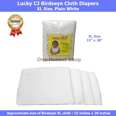 Lucky CJ Birdseye Cloth Diaper (Lampin, Plain White, XL Size)