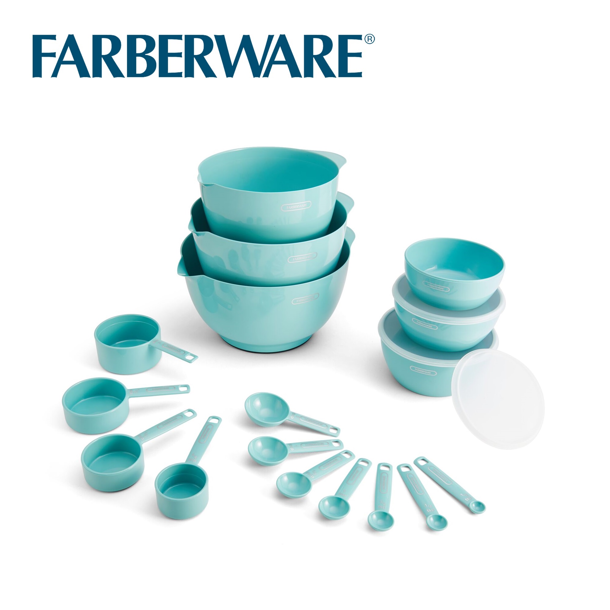 Farberware Professional 20-Piece Plastic Mixing Bowl and Prep Set in Aqua