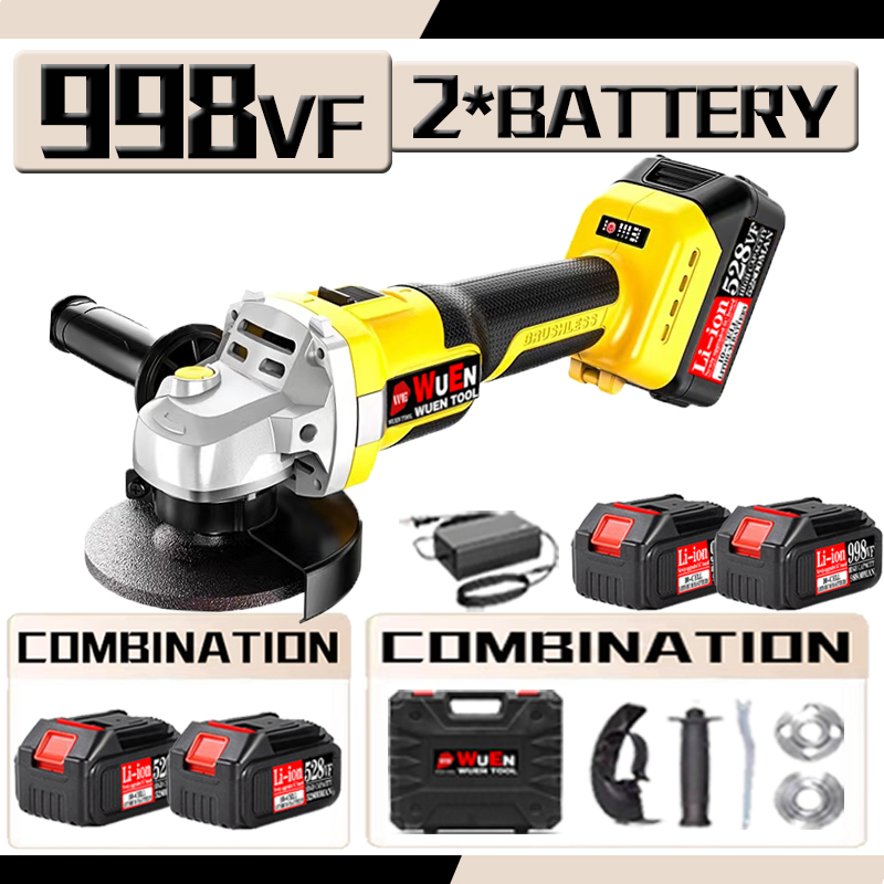 998VF 20V Cordless Angle Grinder High Power Brushless Rechargeable
