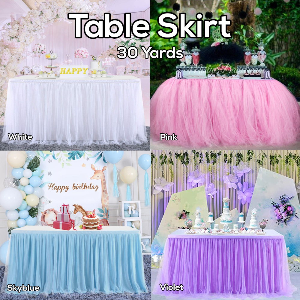 30 Yards DIY Tulle Table Skirt Party Decor 30 yrd Table Curtain Lazada PH