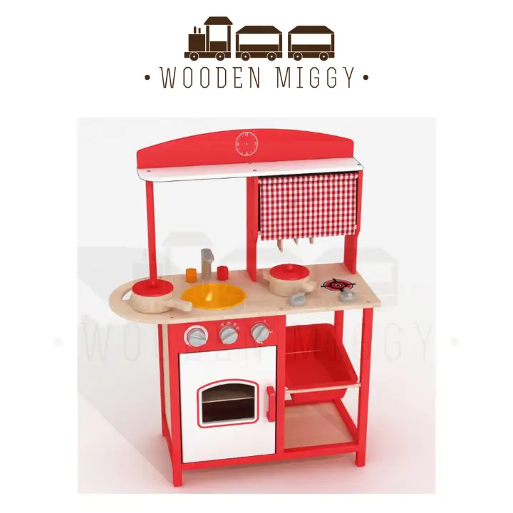 red toy kitchen