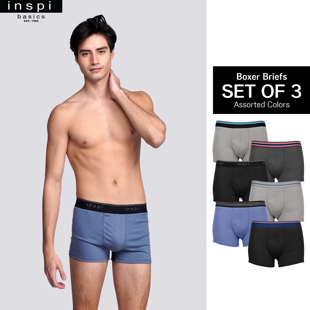 3pcs/pack Men's Underwear, Loose Fit Boxer Shorts With Wide Leg